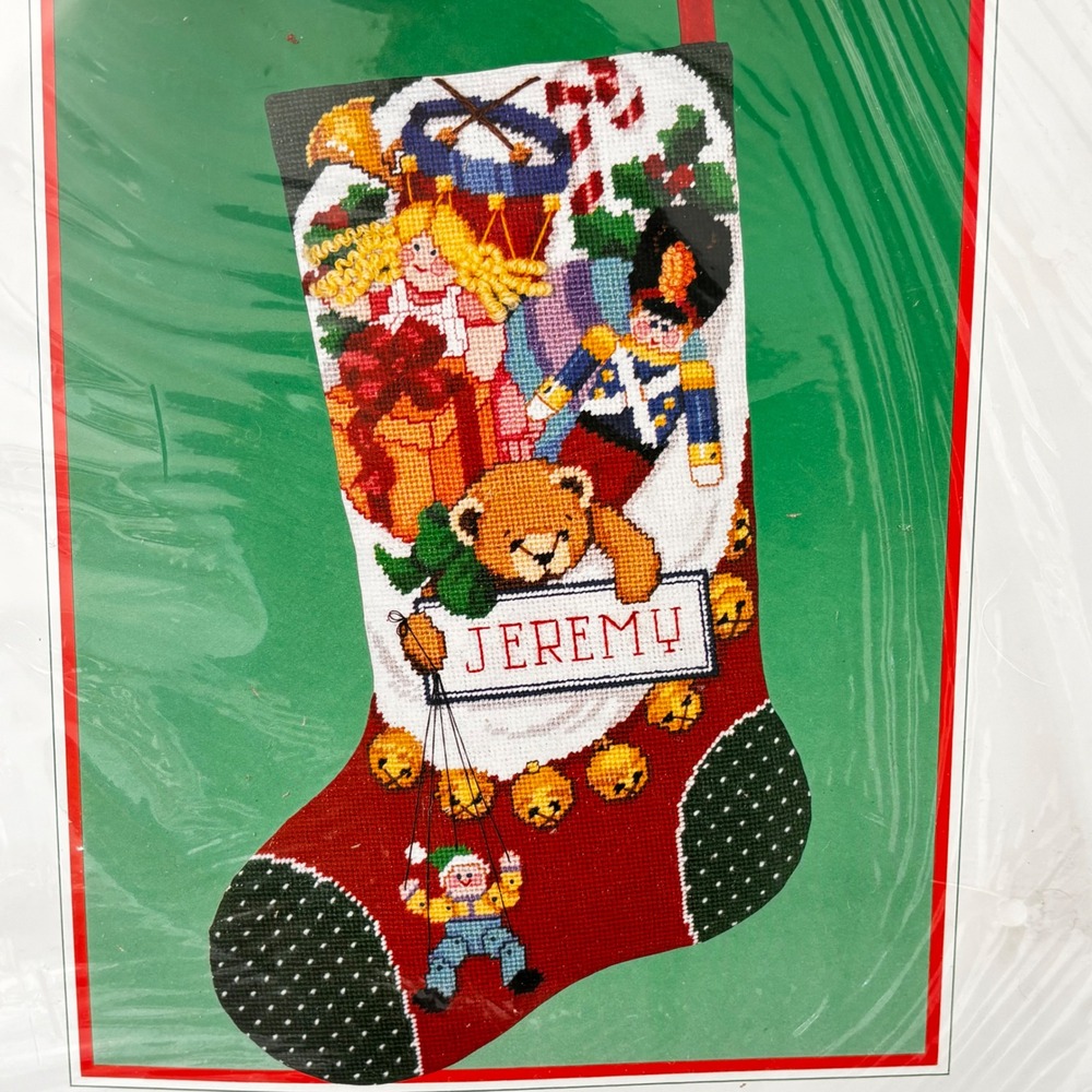 Dimensions Christmas Stocking Needlepoint Kit "Chock Full of Toys" 9066 Vtg 80s